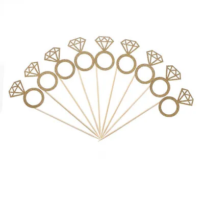 10pcs Glitter Diamond Ring Cupcake Toppers Engagement Wedding Party Table Decor • $2.55