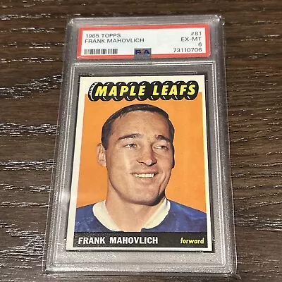 1965 Topps #81 Frank Mahovlich Maple Leafs HOF PSA 6 - EX/MT • $110.84