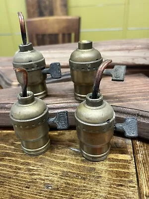 4 Vintage Brass Paddle Sockets Leviton & Arrow Electric Bulb Switched Lamp • $39.99