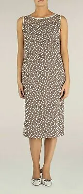 New Jacques Vert Dress 12 16 20 Chiffon Spot Ivory Beige Brown Layered Shutter • £152.10