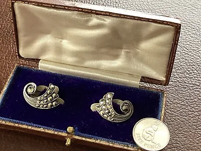 Antique Sterling Silver And Marcasite Clip On Earrings  • £9.99