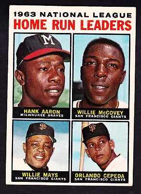 1964 TOPPS #9 HANK AARON/WILLIE McCOVEY/WILLIE MAYS/ORLANDO CEPEDA • $37