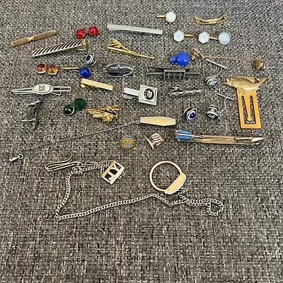 VINTAGE (34) Total Piece LOT Shirt Collar Pin Tie Bar Clips Swank • £46.56