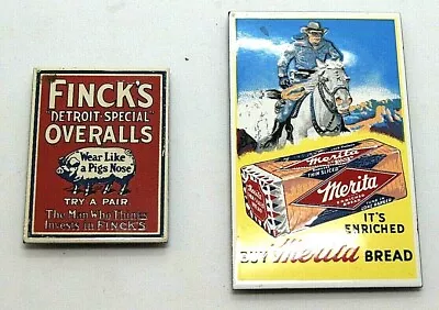 Vintage Merita Lone Ranger Finck's Overalls Porcelain Refrigerator Magnets • $12.99