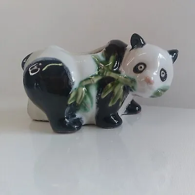 Vintage Panda Lucky Bamboo Planter Hand Painted Art Pottery • $12