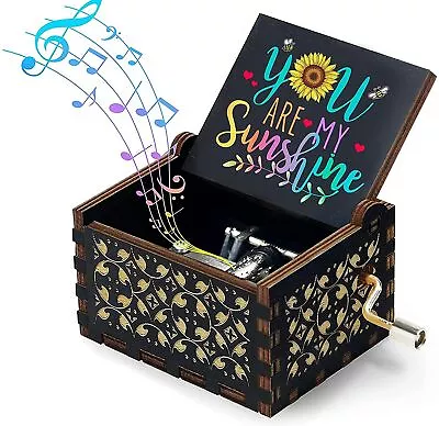 You Are My Sunshine Musical Boxes Music Box Wooden Hand Crank Antique Engraved • £5.88