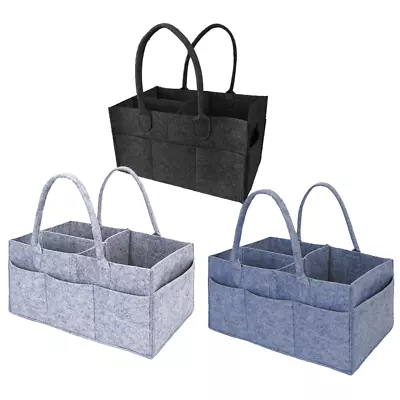 £5.99 • Buy  Baby Diaper Storage Nappy Caddy Organizer Bag Felt Changing Kids Carrier Grey