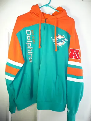 Vintage 90s NFL Miami Dolphins Starter Zip Up Hooded Jacket Size XXL • $25