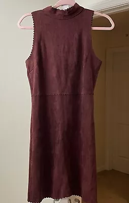 Soprano Dress Shift Wiggle Modern Burgundy Velvet Stretch Mini Women's Medium • $7.87