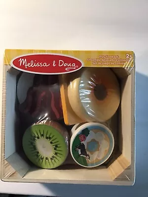 MELISSA & DOUG 7-piece Wooden BREAKFAST PICNIC Box Play Food Set BRAND NEW • $0.99