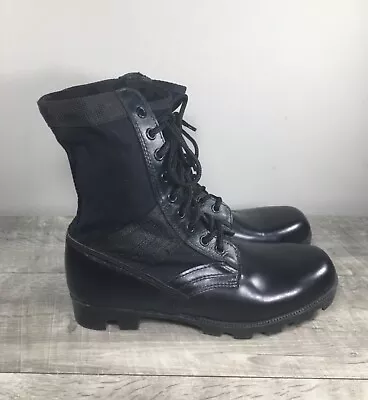 Vintage Combat Black Leather Punk Grunge Goth Soft Toe Mens Boots Size 8 • $101.98