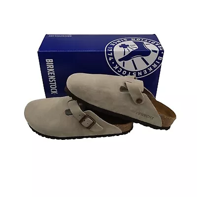 Birkenstock Boston Soft Footbed Wearable Clogs Taupe Suede Leather Shoes EU 39 • $86.84