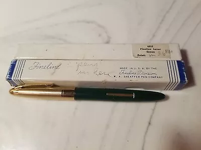 Sheaffer Vintage Fineline Lever Fill Green Fountain Pen Goldtone Fine • $5