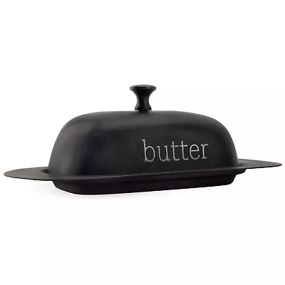 Black Enamel Butter Dish With Cover Modern Farmhouse Style Server With Cover • $13.99