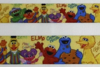 Sesame Inspired Grosgrain Ribbon  5/8  7/8  Yellow Elmo Bert  • $2.70