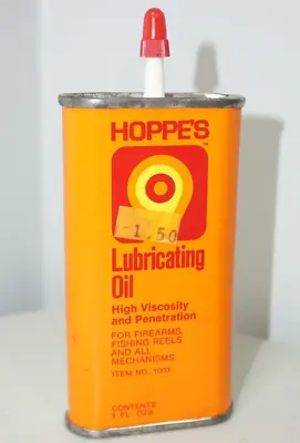 Vtg Advertising Hoppe's No. 9 Lubricating Gun Oil Handy Oiler Tin 3oz Can • $12.99