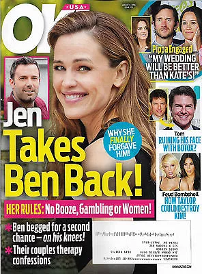 OK Magazine August 8 2016 Jennifer Garner Ben Affleck Pippa Middleton Mila Kunis • £16.09