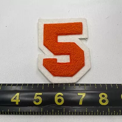 $6.95 • Buy ORANGE ON WHITE #5 Chenille Varsity Letter Jacket Patch T040