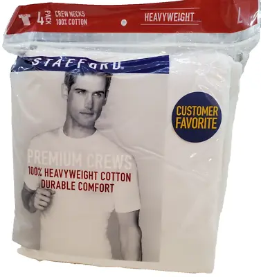 Stafford T Shirts Heavyweight 100% Cotton Crew Necks Large 4-Pack • $34.99