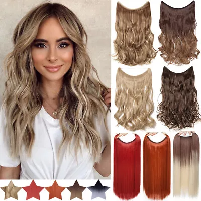 $4.62 • Buy Secret Natural Wire In Hair Extensions Hidden Head Band One Piece Thick As Human