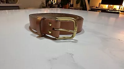 W.H. Earl The American Standard Belt Natural Leather Brass Buckle 32 • $50