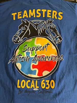 Teamsters Union T Shirt Local 630 Large Bayside Union Labor Mint Blue Driver • $12.99