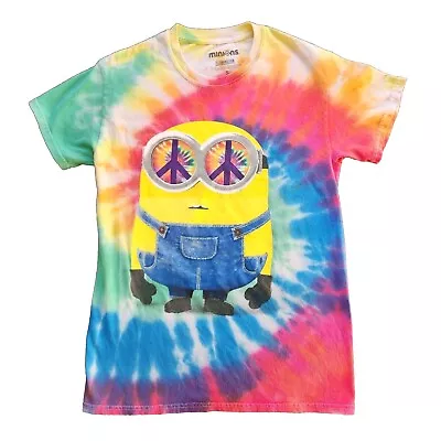 Minions Rainbow Tie Dye Graphic Size Small Peace Sign T Shirt Illumination Ent. • $14.95