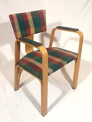 Vintage Mid Century Modern Thonet Plywood Chair MCM Plaid  • $425