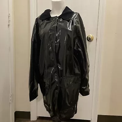 VNTG Inner View Raincoat Women's M- L Black 100% Vinyl Long Sleeve Lined • $25