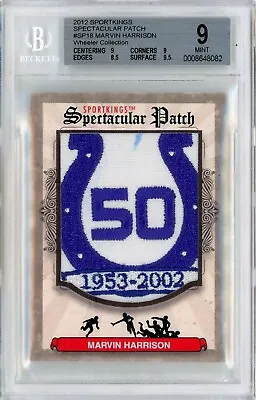 2012 Sportkings Spectacular Patch 1/1 Marvin Harrison Relic! Bgs 9 - Colts Logo! • $895