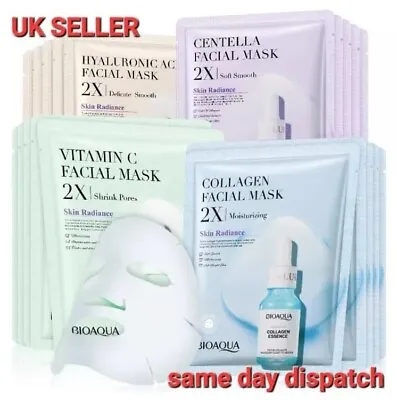 4 X Collagen Facial Mask Whitening Moisturizing Hydrating Vitamin C Sheet Masks • £6