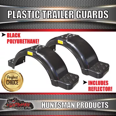X2 Black Plastic Trailer Mudguard & Steps Suit 13  Or 14  Wheels. Boat Jetski • $77