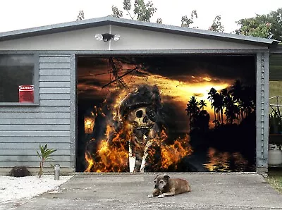 3D Flame Skeleton U437 Garage Door Murals Wall Print Decal Wall US Eve 2023 • $269.99