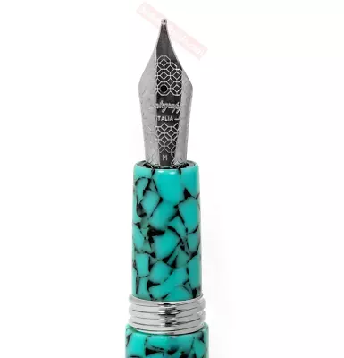 Montegrappa Fortuna Barcelona Turquoise Mosaic M Fountain Pen (ISFOB3IA) NIB • $215