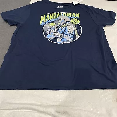 NEW Star Wars Mandalorian Mando & Grogu Navy Graphic Mens T-Shirt Size 3XL • $9.90