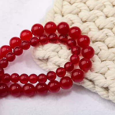 Natural Wine Red Chalcedony Jade Soothing Stone Gemstone Beads For Harmony - 6mm • $3.99