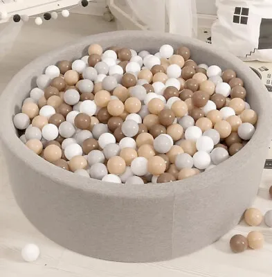 New Kids Plastic Soft Play Balls For Children Ball Pit Beige Neutral Coloured 50 • £18