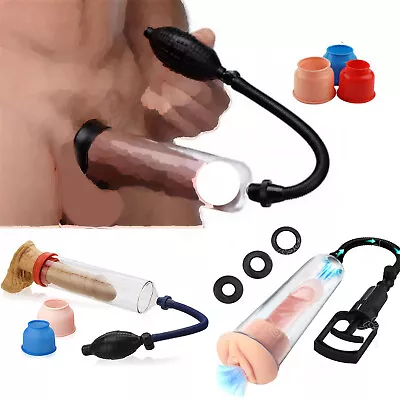 Vacuum Penis Pump For Male ED Erectile Enlargement Penis Enlarger Sleeves Donuts • $19.99