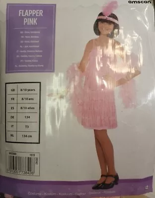 Girls Pink 1920s Charleston Flapper Costume Gatsby 20s Kids Fancy Dress  8-10 • £15.99