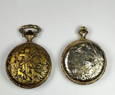 2 Majestron Hunters Full Pocket Watches; 1 Works; Both 2 ; 1 Gold 1 Silver Gold • $25