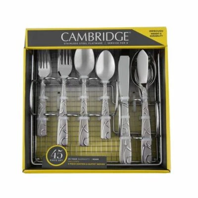 $37.60 • Buy Flatware Service For 8 Stainless Steel Set Silverware Place Settings 45 Pieces
