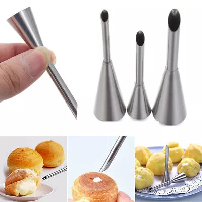 3Pcs Icing Piping Nozzles Cake Decorating Tool Cream Puff Nozzle Pastry Tips New • £5.89