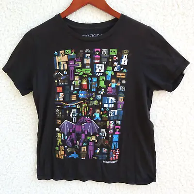 Mojang Minecraft Mobbery Poster Graphic Black T-shirt Size LG • £7.59