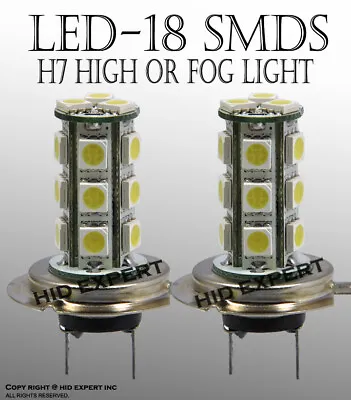 H7 LED 18 SMD Xenon Headlight Bright Hyper White 6000K Lamp Bulb High Beam P433 • $6.99