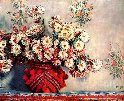 Still Life Chrysanthemums By Claude Monet Giclee Fine Art Print Repro On Canvas • $49.95