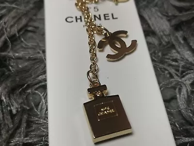 CHANEL Key Ring Gold Charm Logo Perfume New • £49.99