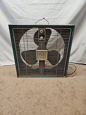 Vintage EMERSON ELECTRIC  In/Out Hi/Lo HEAVY Metal Box Fan 3 Blade WORKS!! • $129.74
