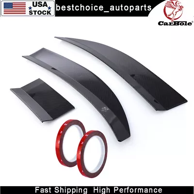 3Pcs Rear Trunck Spoiler Lip Tail  Roof  Wing Black For  Sedan Fiber Trim Kit • $35.69