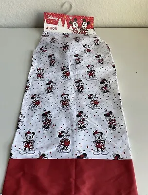 Disney Mickey Minnie Mouse CHRISTMAS Cheer Kitchen Farmhouse Full Apron NEW • $25