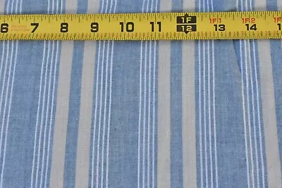 $4.75 • Buy By 1/2 Yd, Vintage, Blue & White Striped Cotton Chambray, Shirting Etc., P9022